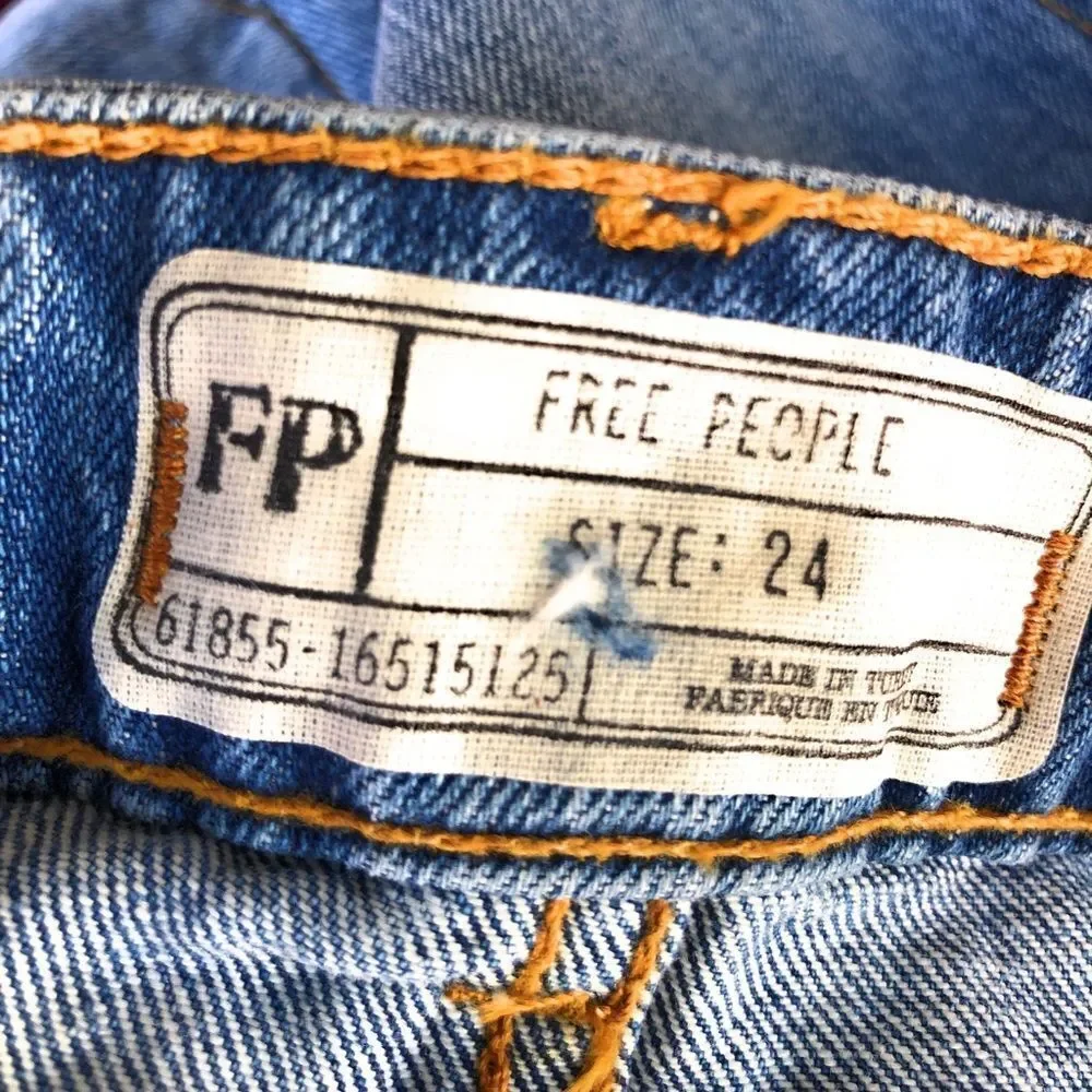 Free People‎ Embroidered Denim Mini Skirt